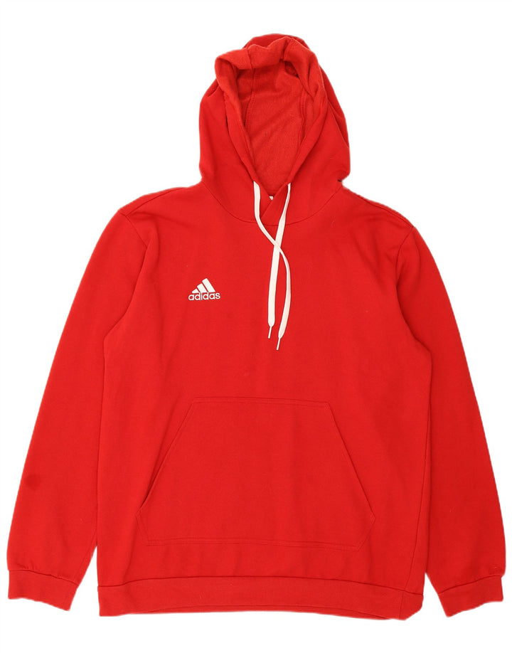 ADIDAS Mens Hoodie Jumper Large Red Cotton