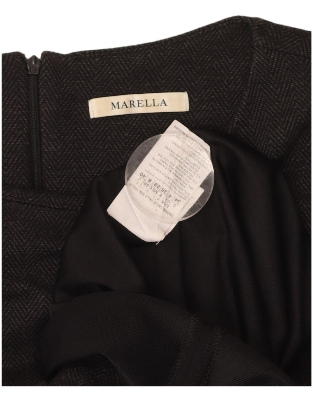 MARELLA Womens Long Sleeve Sheath Dress UK 8 Small Black Herringbone
