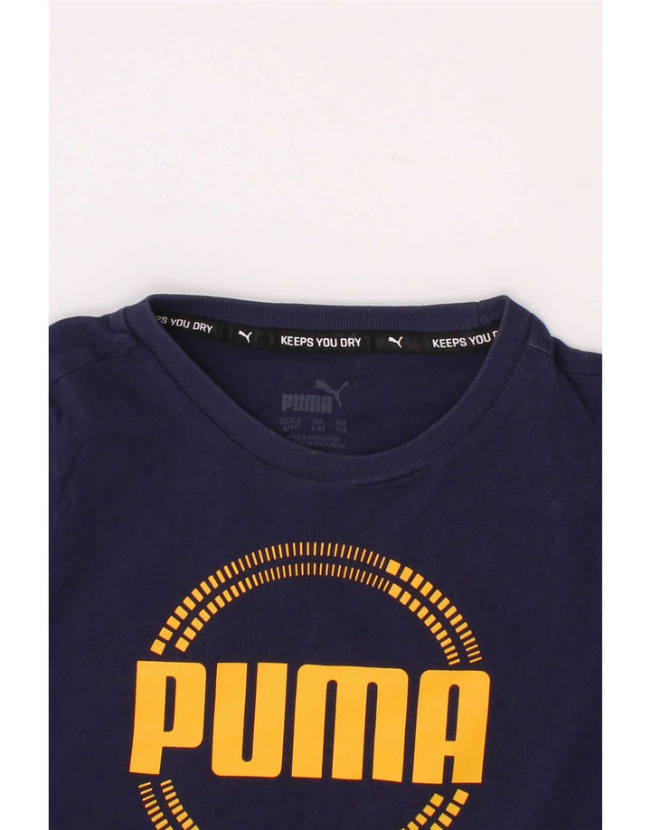 Chłopięcy T-shirt z grafiką Puma, 5-6 lat, granatowy