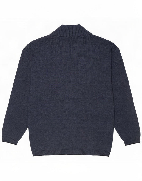 Vintage Mens Cardigan Sweater Medium Navy Blue Flecked