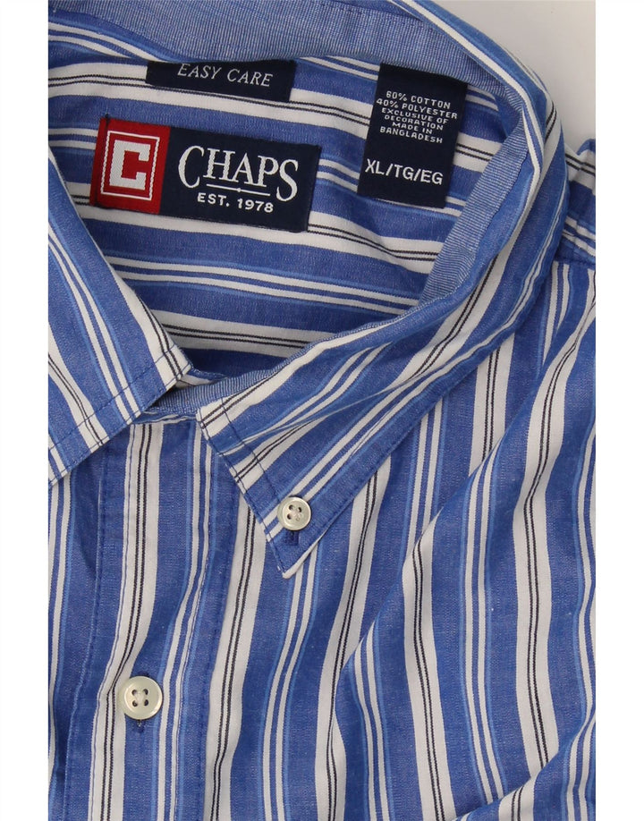 CHAPS Mens Easy Care Shirt XL Blue Striped Cotton Vintage Chaps and Second-Hand Chaps from Messina Hembry 