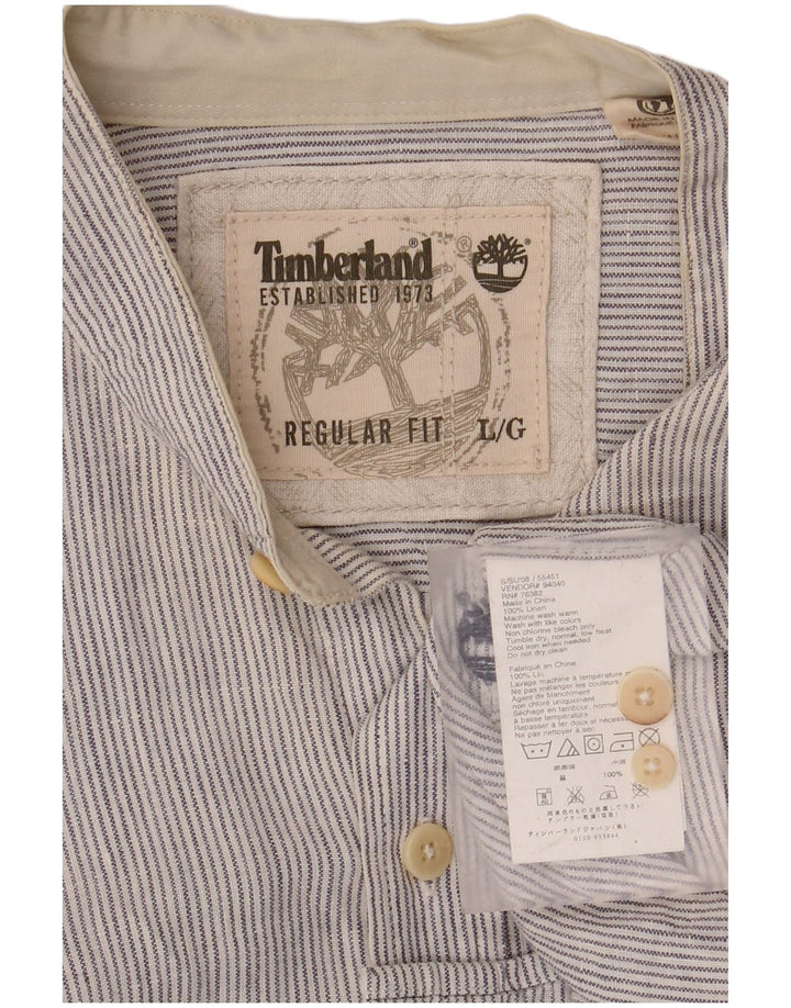 Koszula męska TIMBERLAND o regularnym kroju, duża, niebieska, lniana w prążki
