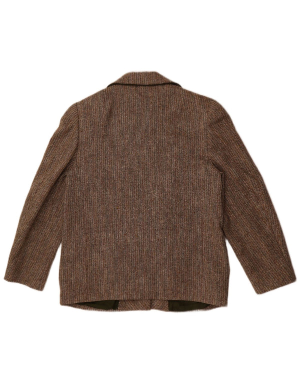 Vintage damska marynarka zapinana na 3 guziki UK 14, wełniana w średnie szare paski