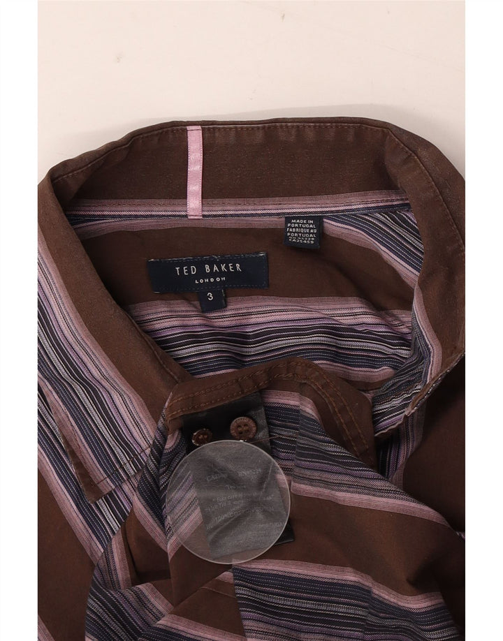 Koszula męska Ted Baker, rozmiar 3, bawełniana w średnie brązowe paski