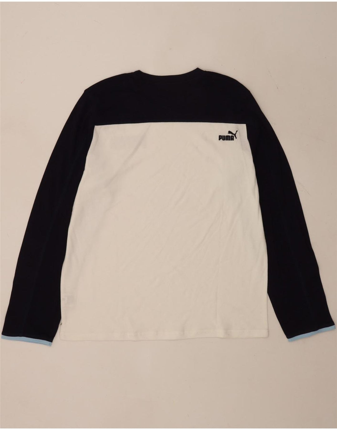 Męska koszulka Puma z grafiką, długim rękawem, XL, biała, bawełniana w bloki kolorów