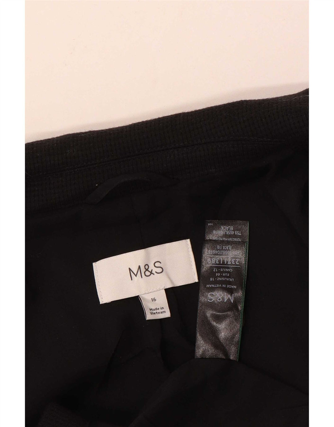 Marks & Spencer Damska marynarka zapinana na 1 guzik UK 16, duża, czarna, bawełniana