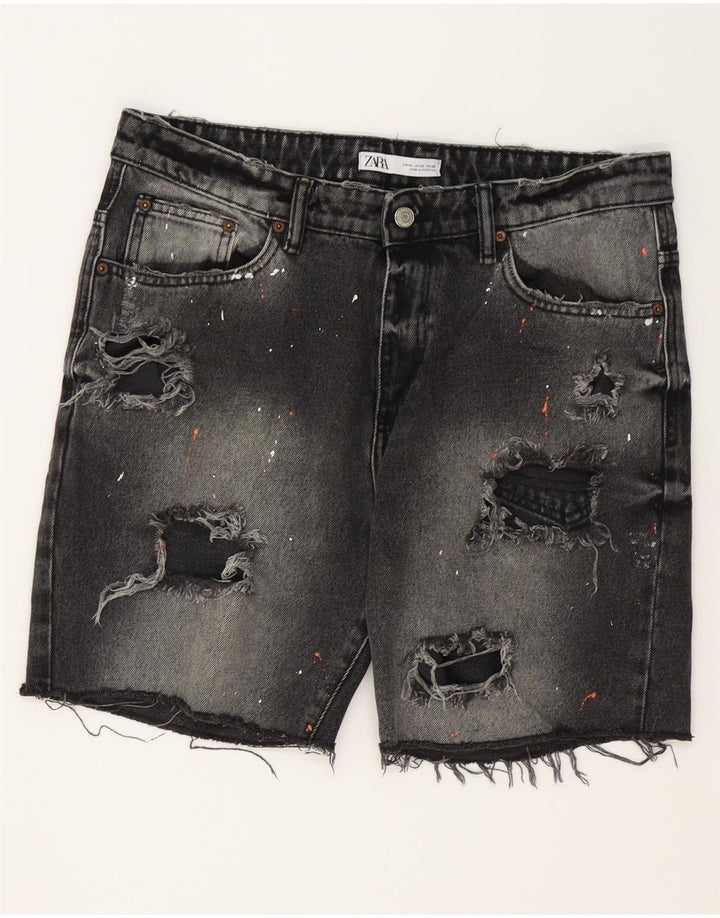 Męskie spodenki jeansowe ZARA w trudnej sytuacji EU 42, duże W32, szara bawełna