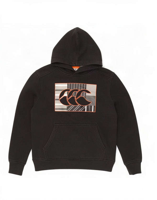 Chłopięcy sweter z kapturem Canterbury z grafiką, 9-10 lat, czarna bawełna