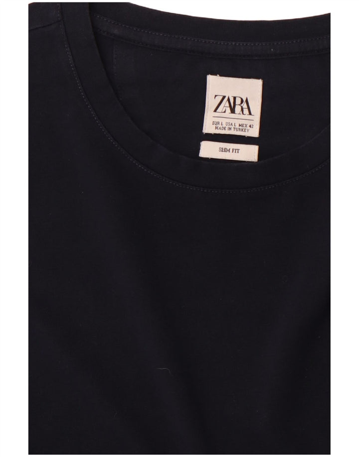T-shirt męski slim fit Zara, duży, granatowy