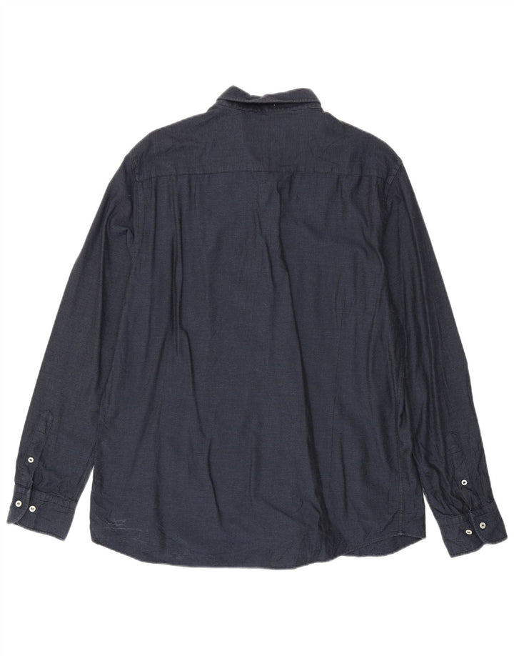 Koszula flanelowa męska Massimo Dutti XL, granatowa, bawełniana