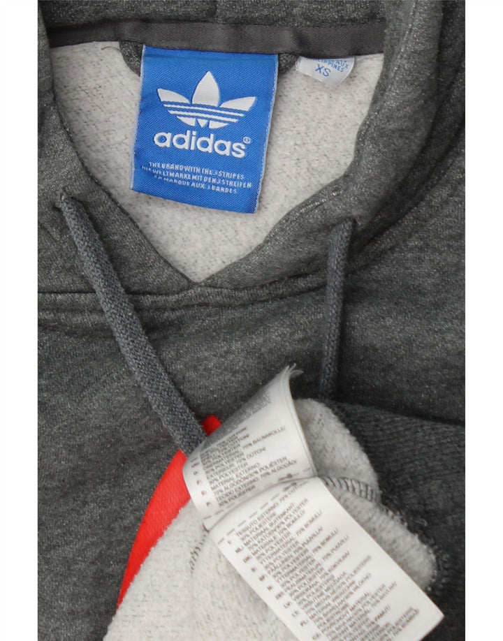 Męski sweter z kapturem i grafiką ADIDAS XS, szary, bawełniany