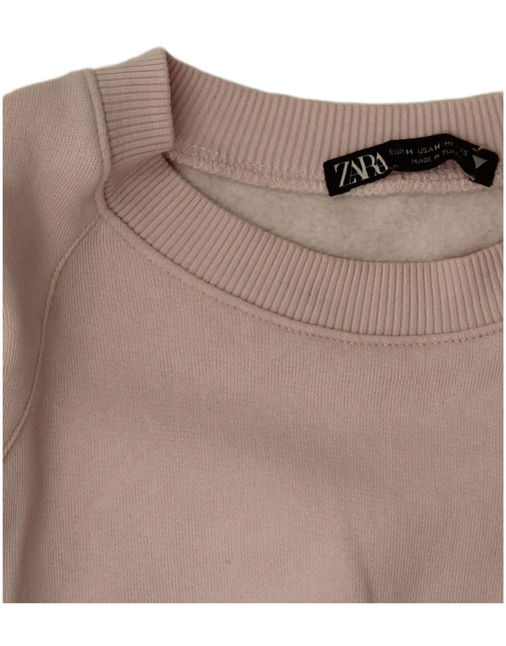 Damska bluza oversize Zara Crop UK 14, średnia różowa bawełna