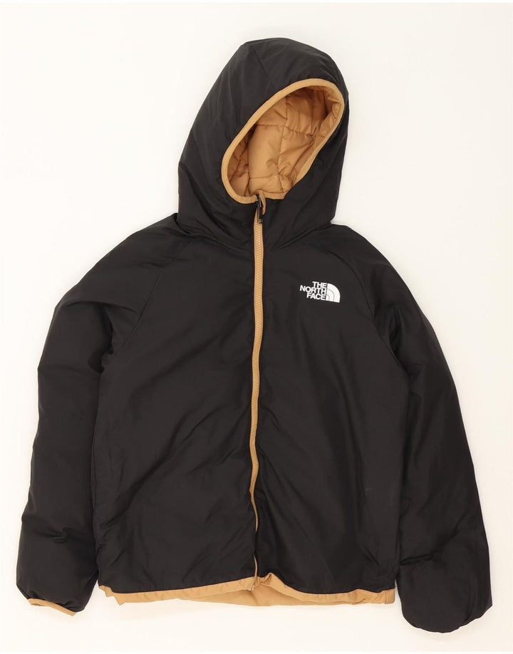 Dwustronna wyściełana kurtka chłopięca z kapturem The North Face 11-12 lat, duża, brązowa