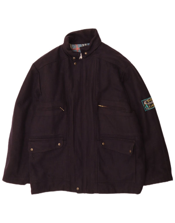 Vintage męski płaszcz wiatrówka Yachting UK 42 XL granatowy