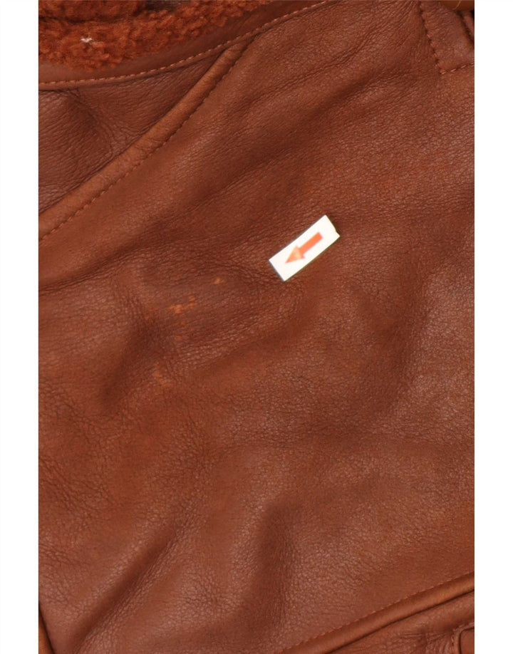 Vintage damska oversize'owa kurtka shearling EU 42, duża brązowa