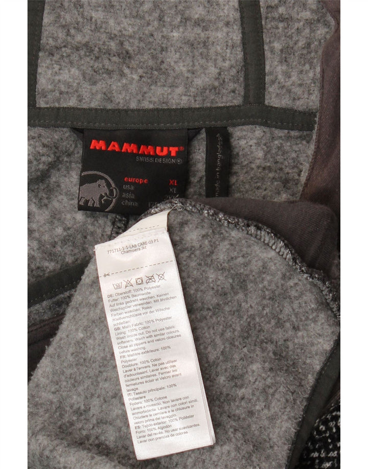 Damski sweter z kapturem i zamkiem Mammut UK 18 XL, szary, poliester w jodełkę
