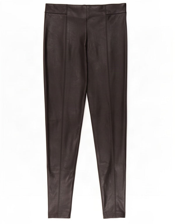 Marks & Spencer Womens Faux Leather Leggings UK 14 Large Black Polyester