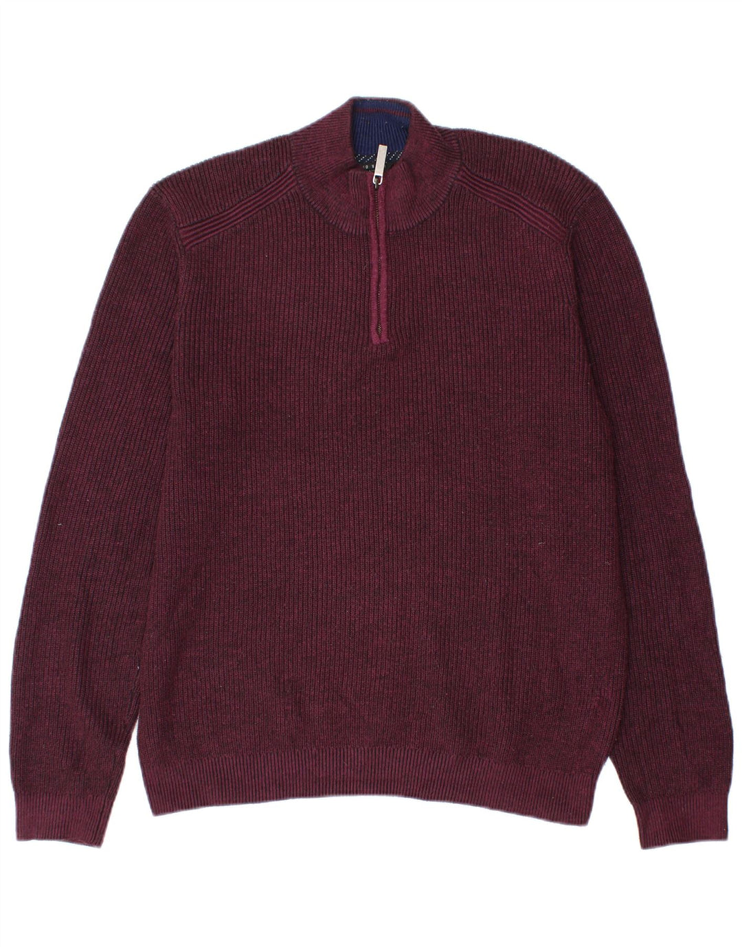 Męski sweter Ted Baker z zamkiem błyskawicznym, rozmiar 4, duży, bordowy poliester