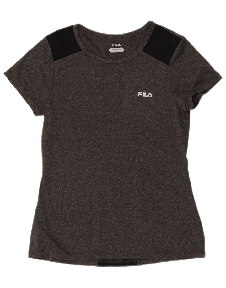 T-shirt damski Fila Top UK 8, mały, szary poliester z blokami kolorów