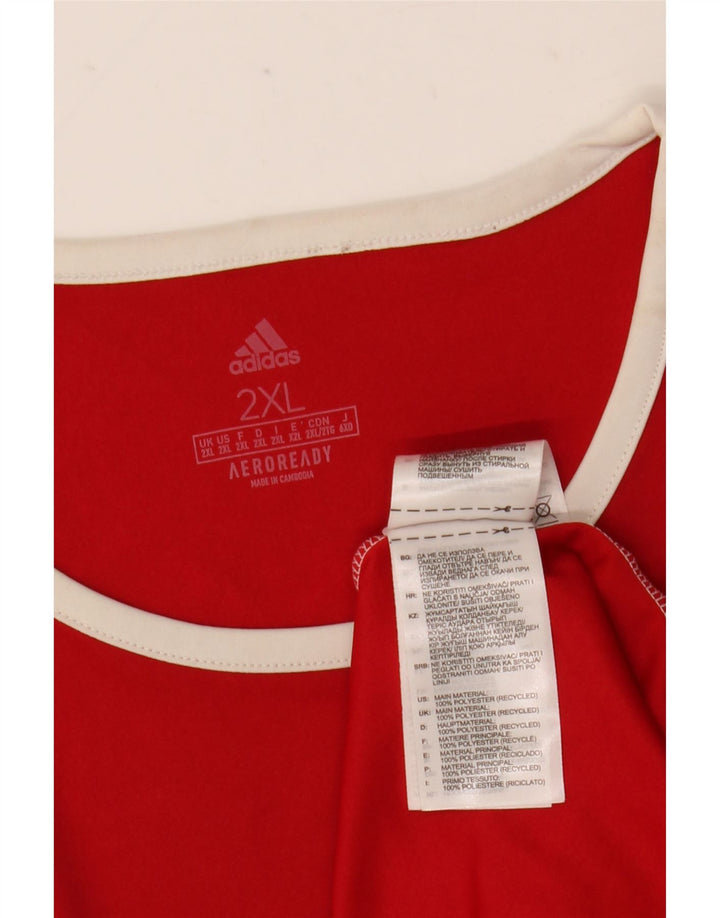 Adidas Męski T-shirt Aeroready Top 2XL Czerwony Poliester z blokami kolorów