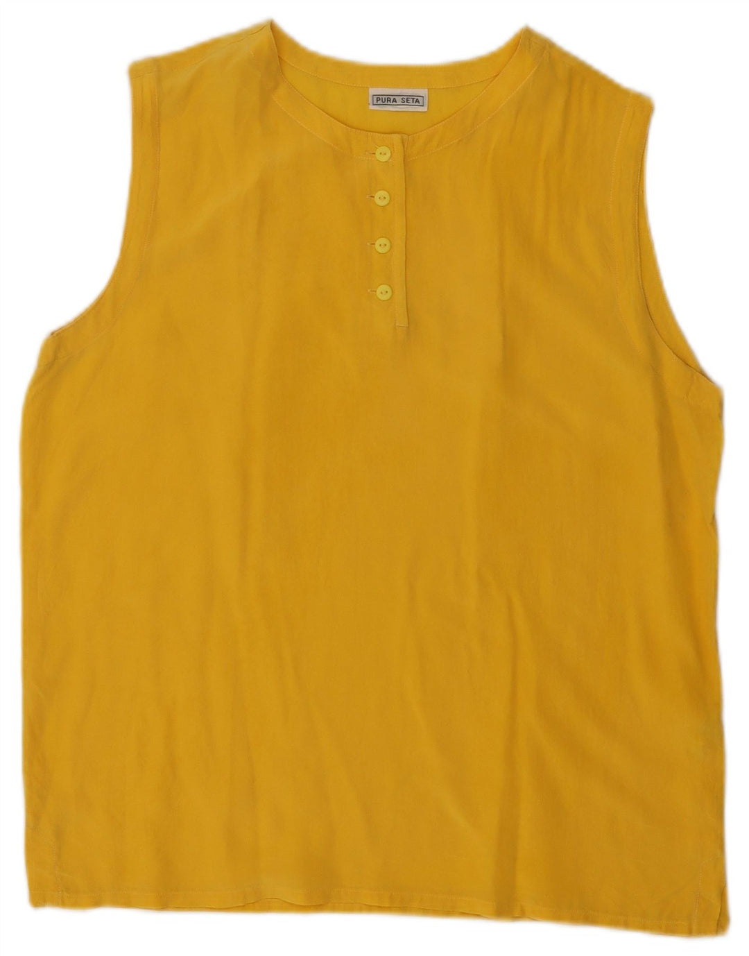 Vintage damska bluzka oversize bez rękawów Top UK 10 Mały żółty jedwab