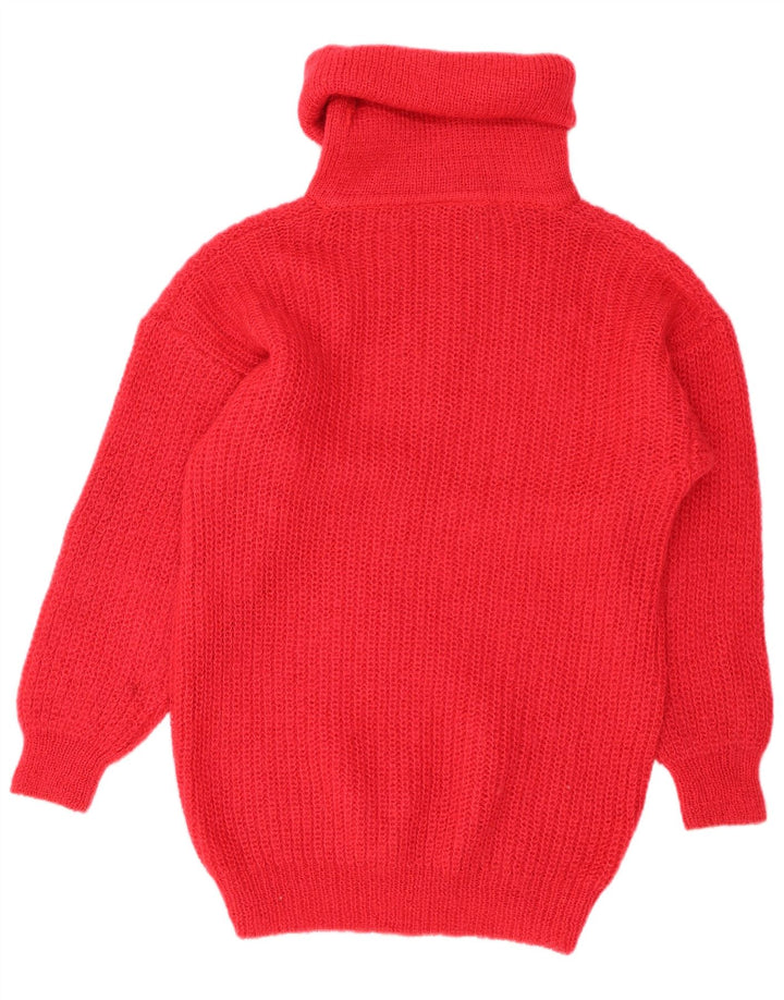 Damski sweter VINTAGE z wywijanym dekoltem, UK 14/16, duży, czerwony moher