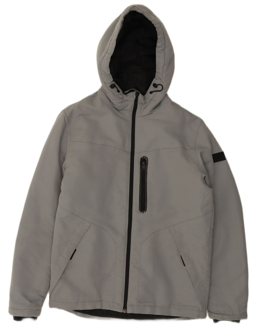 Męska kurtka wiatrówka z kapturem JACK & JONES UK 38, średnioszary poliester