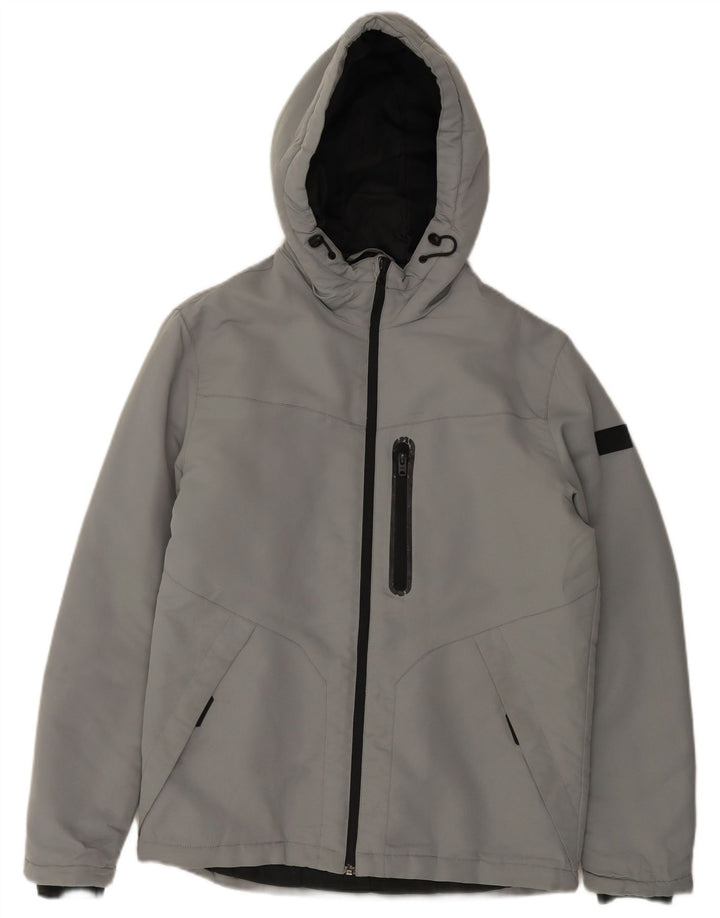Męska kurtka wiatrówka z kapturem JACK & JONES UK 38, średnioszary poliester