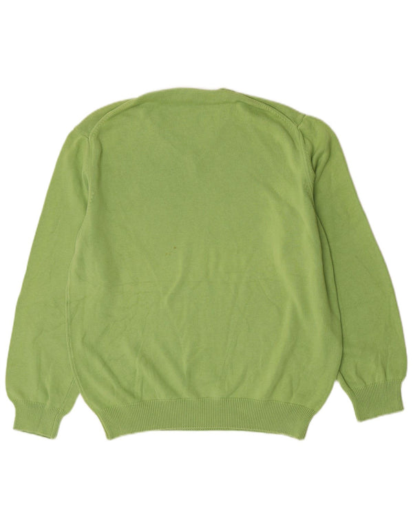 Męski sweter z dekoltem w kształcie litery V, Henry Cottons, 3XL, zielony, bawełniany