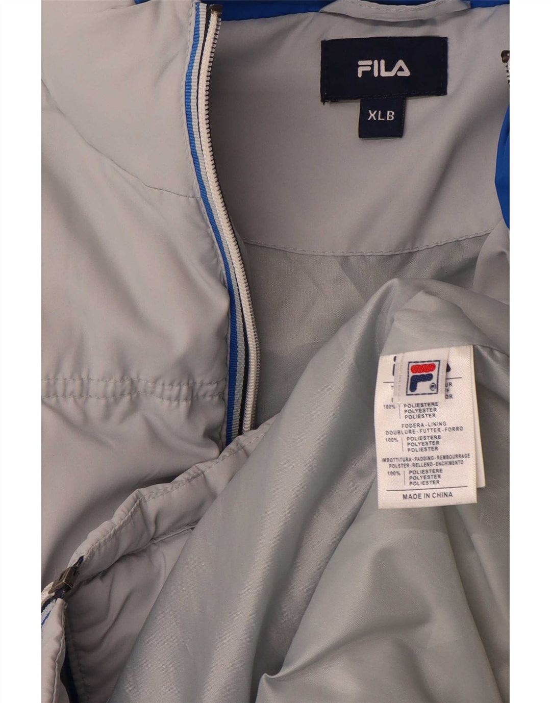 Wyściełana kurtka chłopięca Fila 15-16 lat XL, szara, poliestrowa w paski