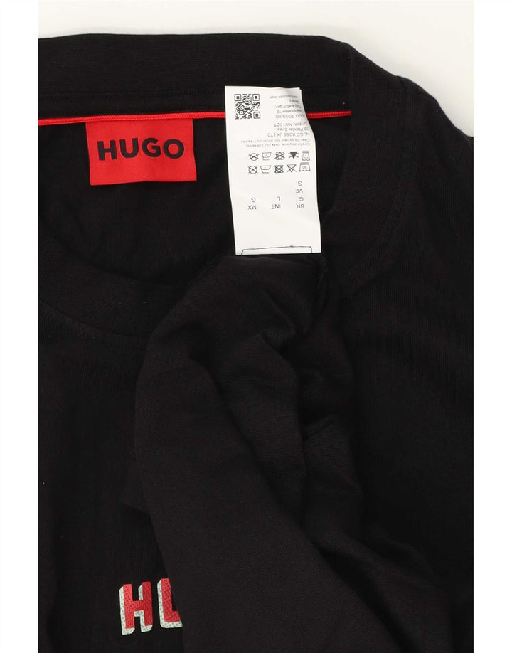 Męska koszulka z grafiką Hugo Boss, duża, czarna, bawełniana