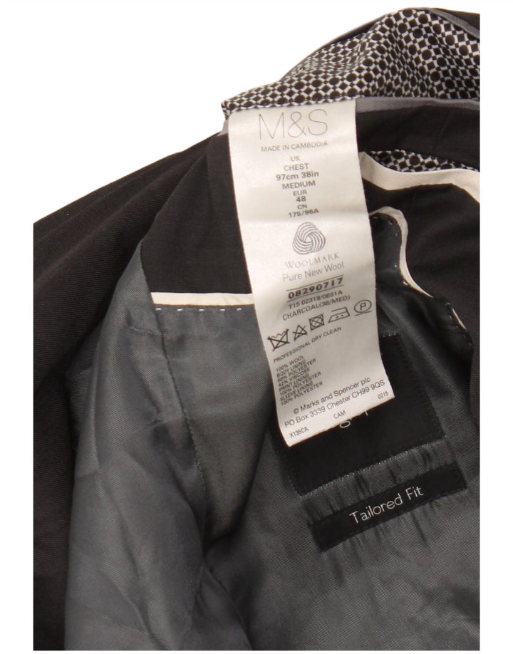 Marks & Spencer Męska marynarka zapinana na 2 guziki UK 38 Średnioszara Nowa Wełna