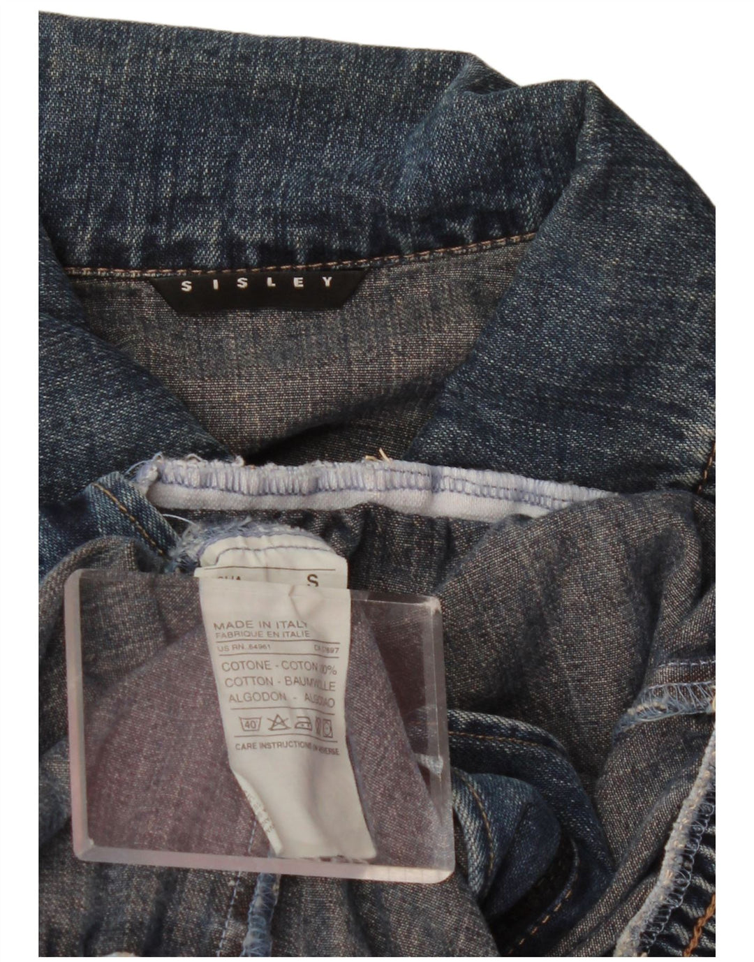 Damska kurtka dżinsowa Sisley Crop UK 10 Small, niebieska bawełna