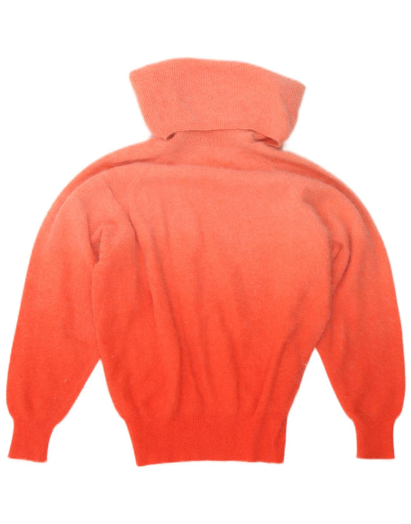 Sweter damski w stylu vintage z wywijanym dekoltem UK 6 XS, pomarańczowy, blok kolorów