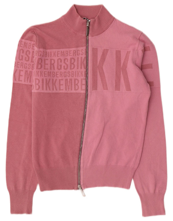 Damski sweter rozpinany z grafiką Bikkembergs UK 14 w kolorze średniego różu