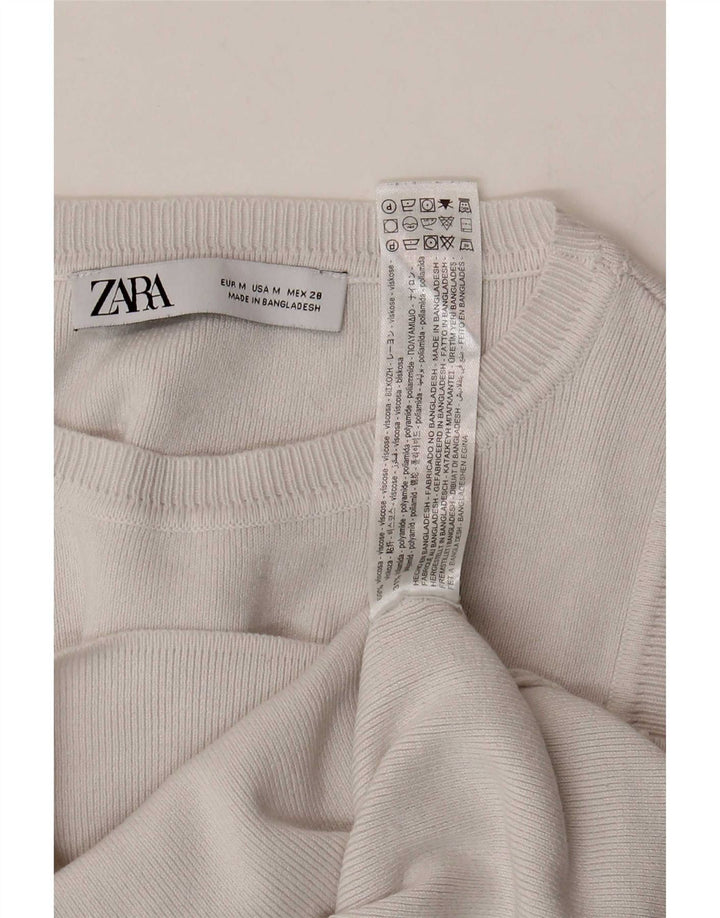 Damski krótki top Zara UK 12 Średniobiała wiskoza