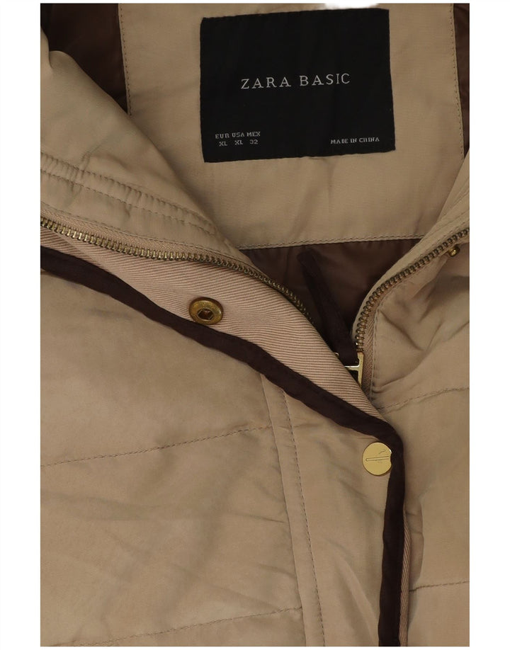 Damska ocieplana kurtka Zara UK 18 XL Beżowy poliester