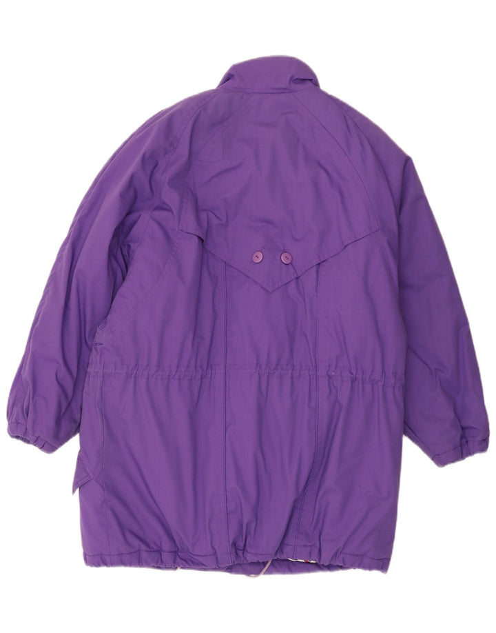 Vintage damski płaszcz ocieplany UK 18 XL, fioletowy poliester