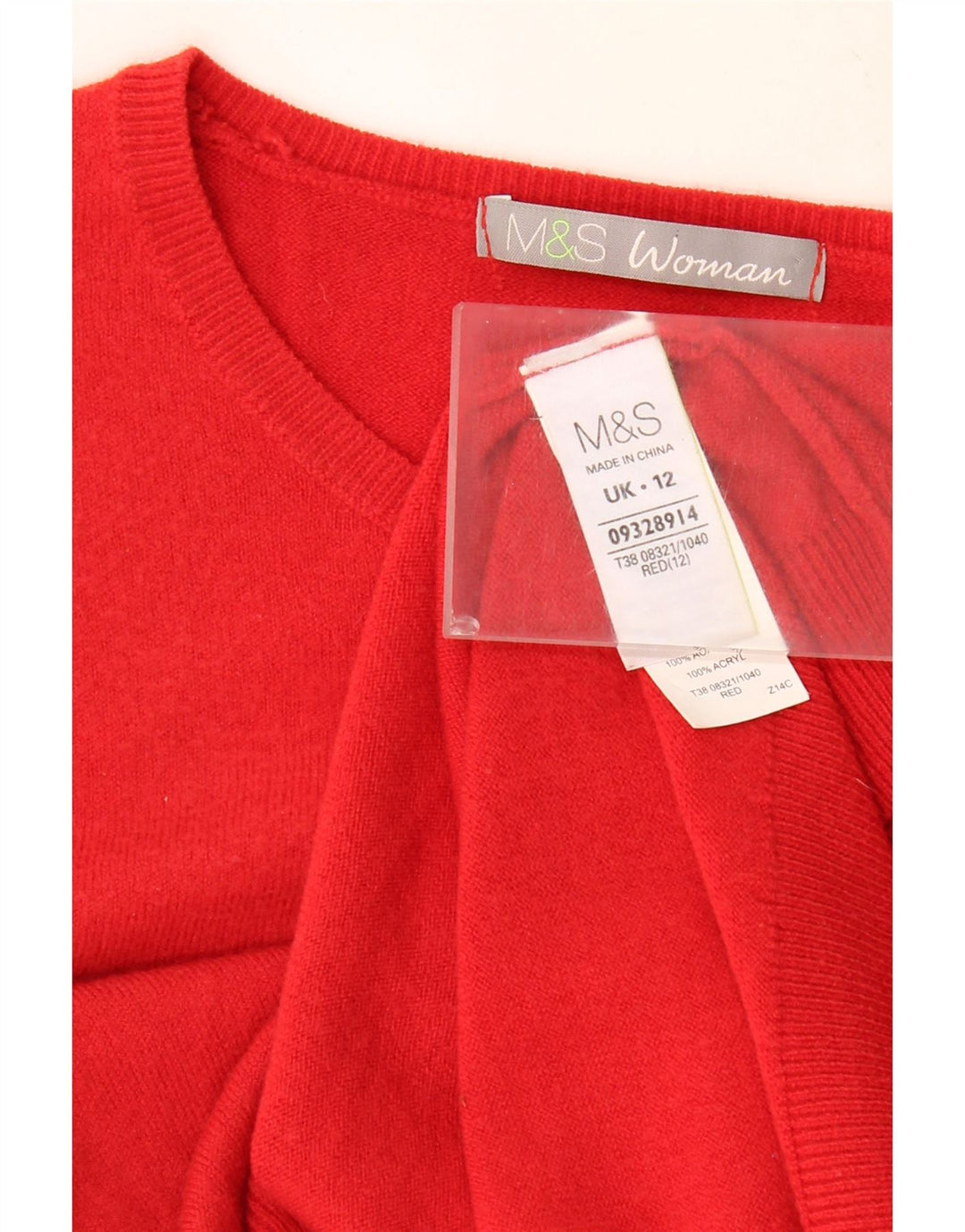 MARKS & SPENCER Womens Crew Neck Jumper Sweater UK 12 Medium  Red Acrylic Vintage Marks & Spencer and Second-Hand Marks & Spencer from Messina Hembry 