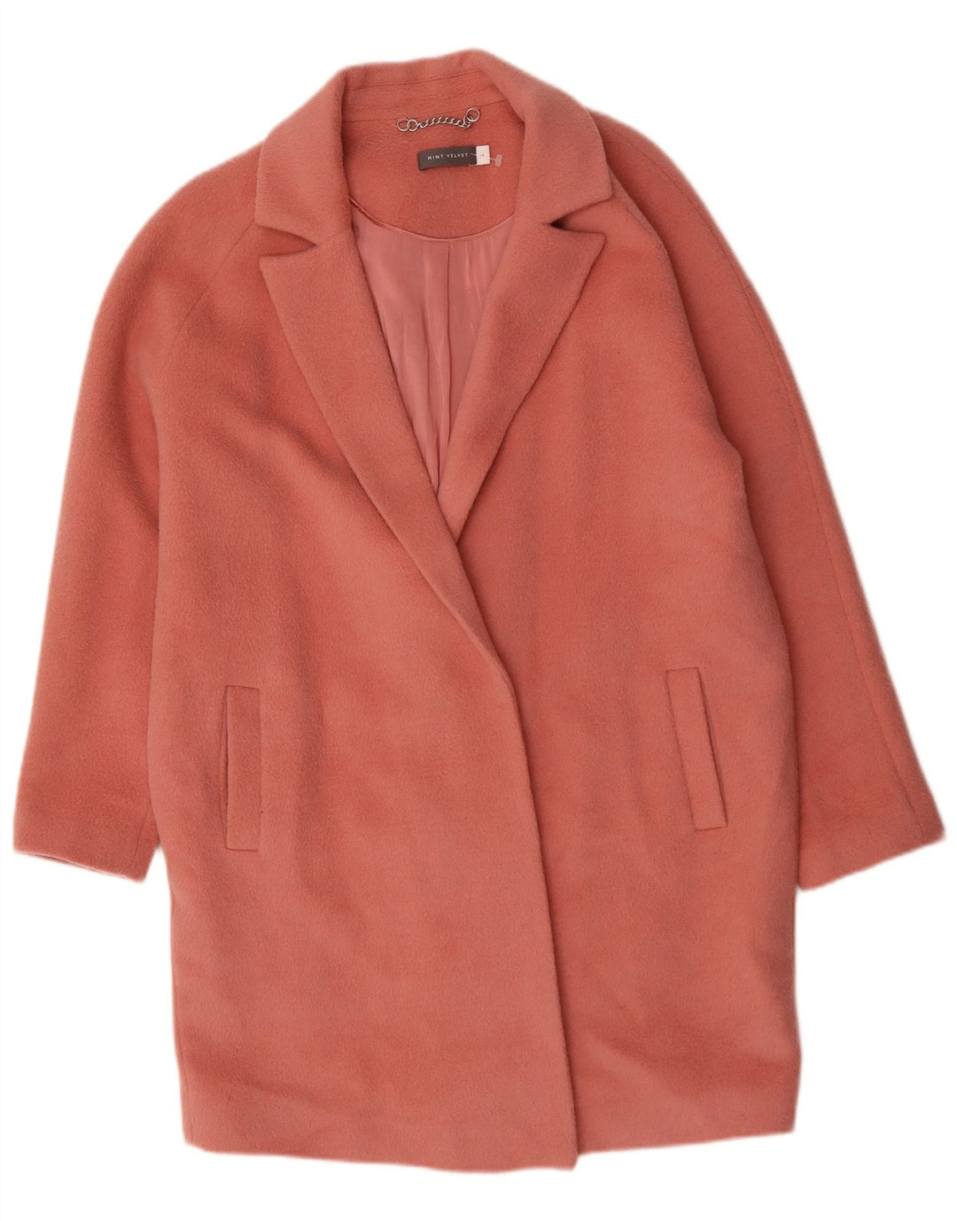 MINT VELVET Damski płaszcz oversize UK 14, duży, różowy, wełniany