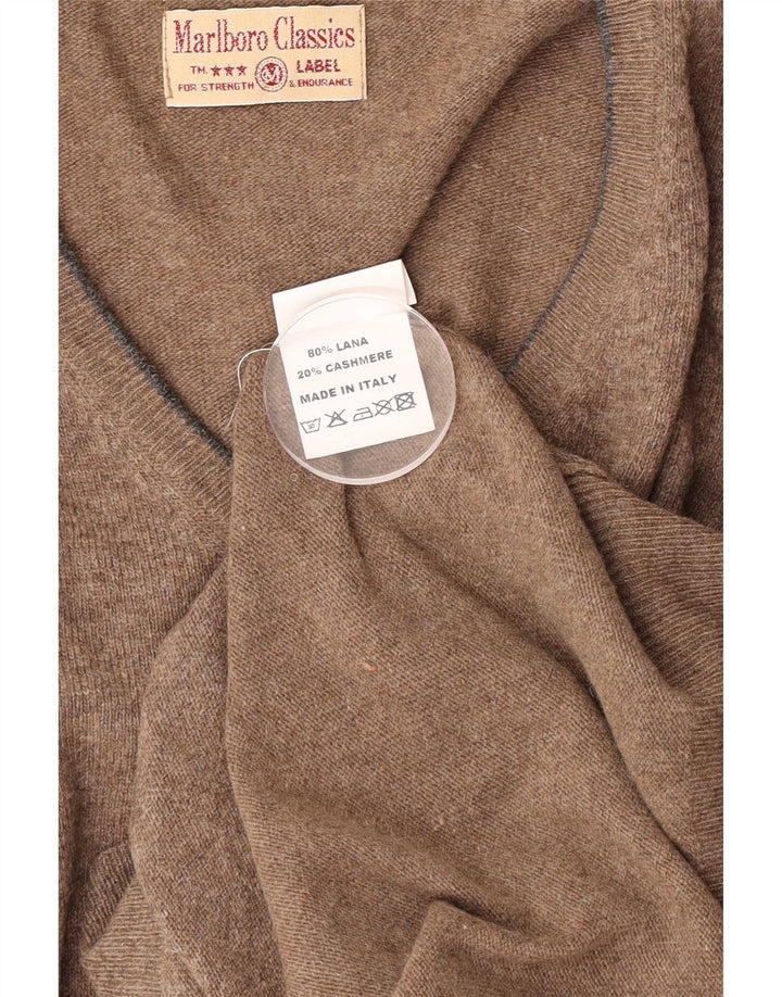 Marlboro Classics Męski sweter z dekoltem w kształcie litery V XL, beżowa wełna