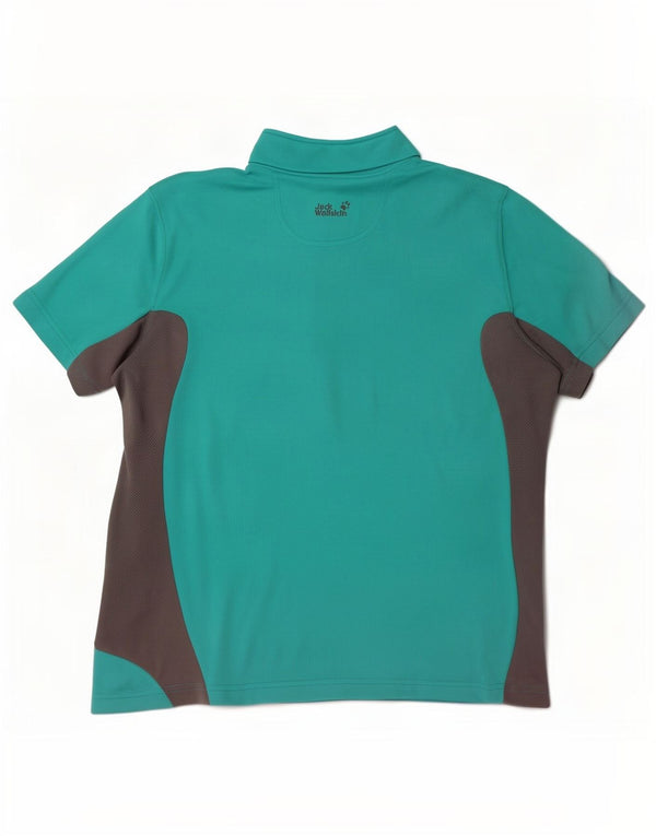 T-shirt damski Jack Wolfskin z zamkiem błyskawicznym, UK 16, duży, turkusowy blok kolorów