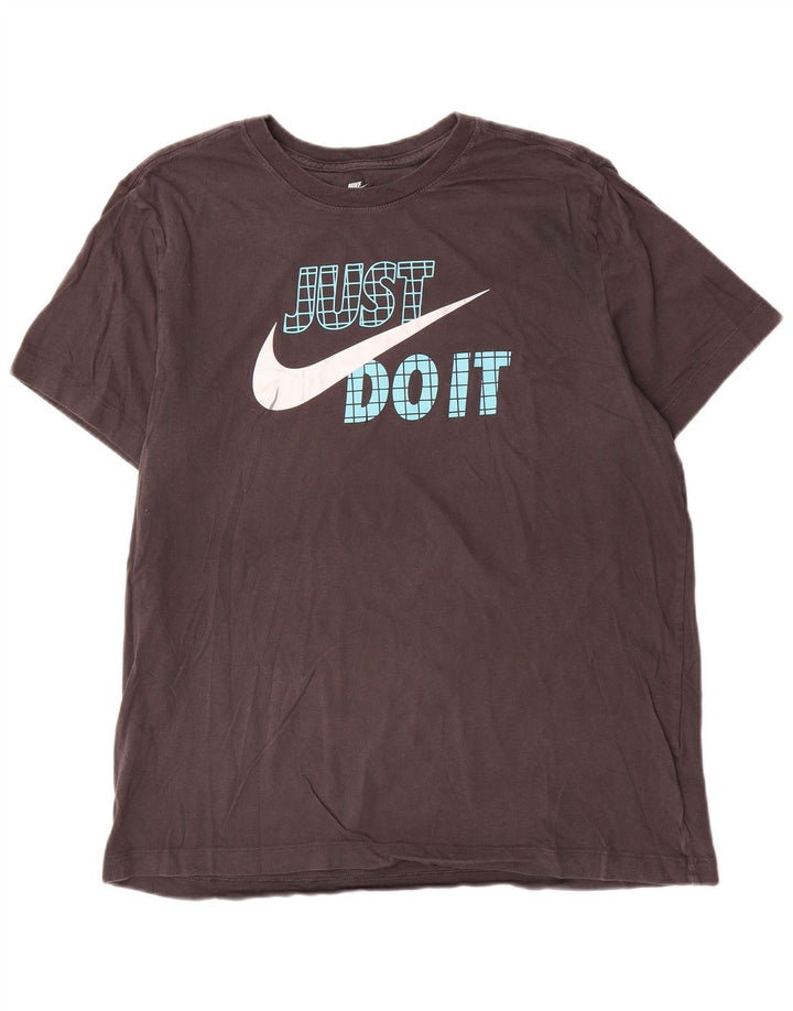 Męski T-shirt z grafiką Nike, duży, szary, bawełniany