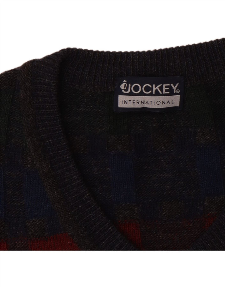 Męski sweter Jockey z dekoltem w kształcie litery V, 2XL, szara kratka