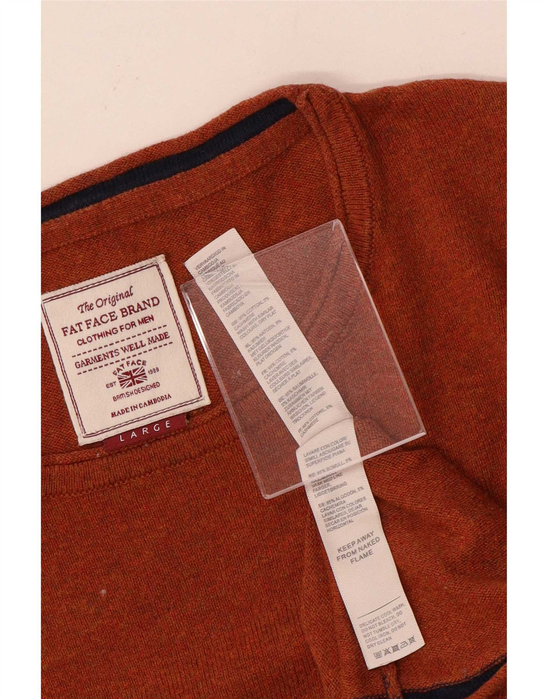 Męski sweter z okrągłym dekoltem Fat Face, duży, brązowy, bawełniany