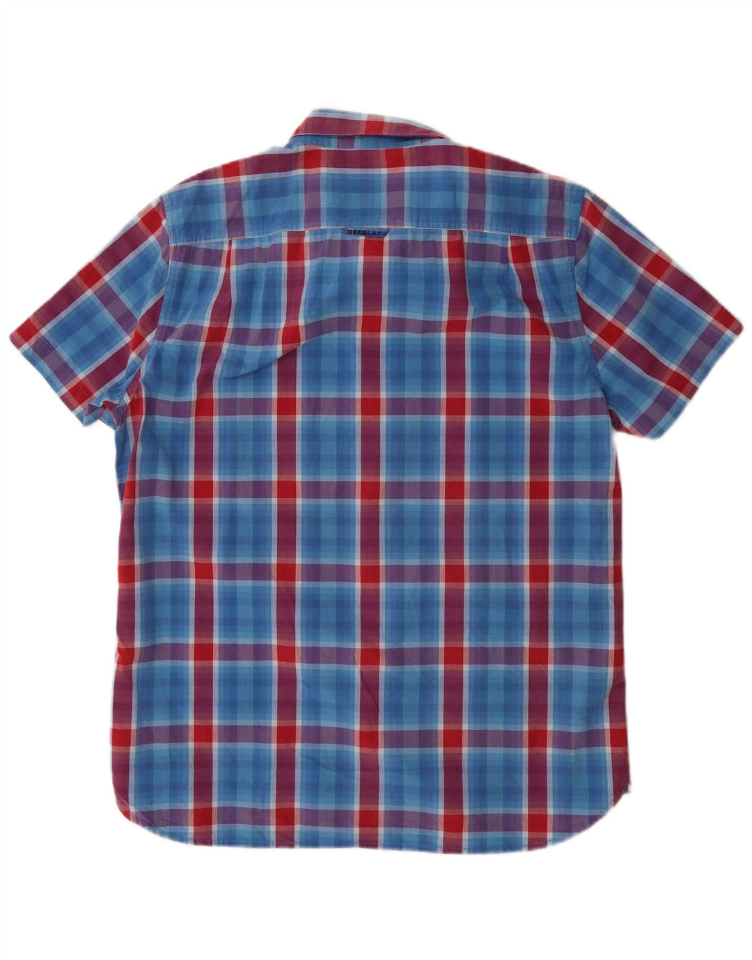 Męska koszula z krótkim rękawem Superdry 2XL, bawełniana niebieska kratka