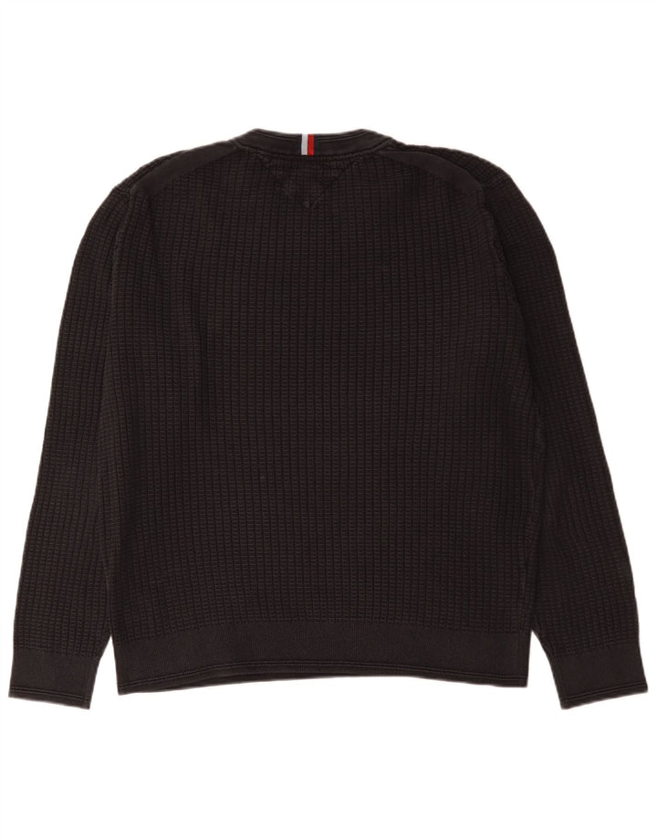 Męski sweter z okrągłym dekoltem Tommy Hilfiger, duży, czarny, bawełniany