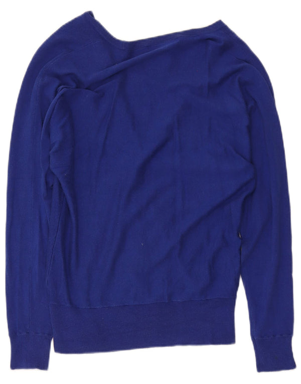 Damski sweter rozpinany Ralph Lauren UK 12 Średni niebieski jedwab