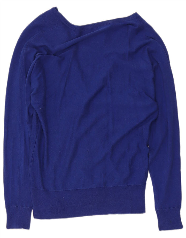 Damski sweter rozpinany Ralph Lauren UK 12 Średni niebieski jedwab