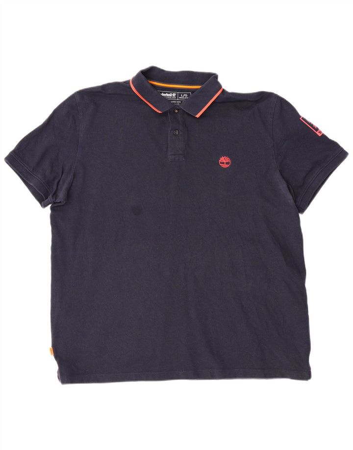 TIMBERLAND Mens Regular Fit Polo Shirt Large Navy Blue Cotton